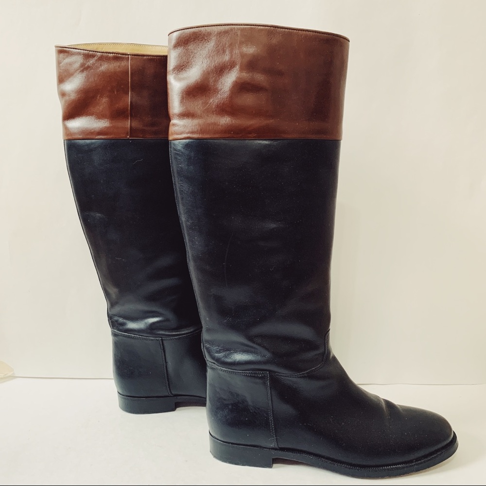 Ralph Lauren Two-Tone Leather Equestrian Boots
